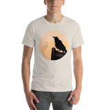 Unisex T-shirt with Black Bird at Sunset design