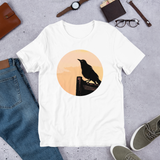 Unisex T-shirt with Black Bird at Sunset design